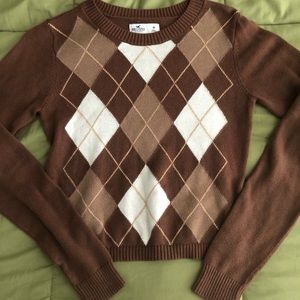 Brown Argyle Hollister Sweater